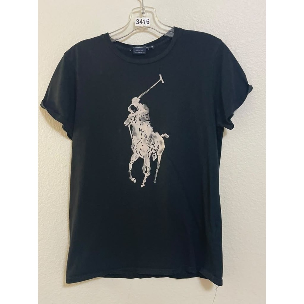 Ralph Lauren Sport Womens Black Pima Cotton Big Pony Graphic T-Shirt Size M